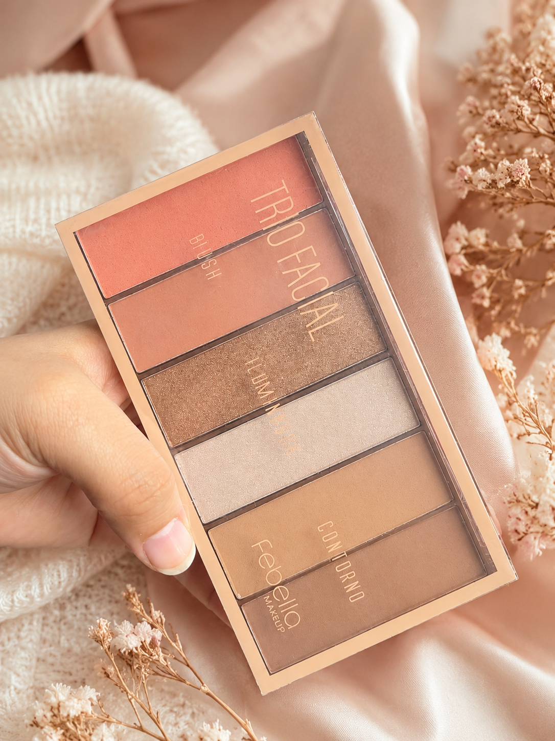 Paleta Trio Facial Febella Blush Iluminador Contorno