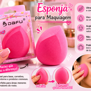 Esponja Make Dafu Rosa Oval Macia para Aplicação de Maquiagem e Profissional