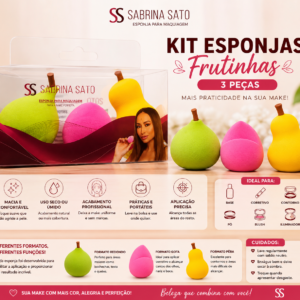 Kit Esponjas para Maquiagem Frutinhas 3 Peças
