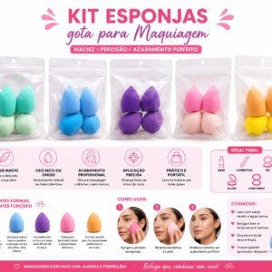 Kit 4 Esponjas para Maquiagem Gota Coloridas
