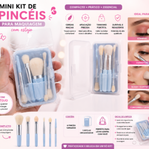 Mini Kit de Pincéis para Maquiagem com Estojo