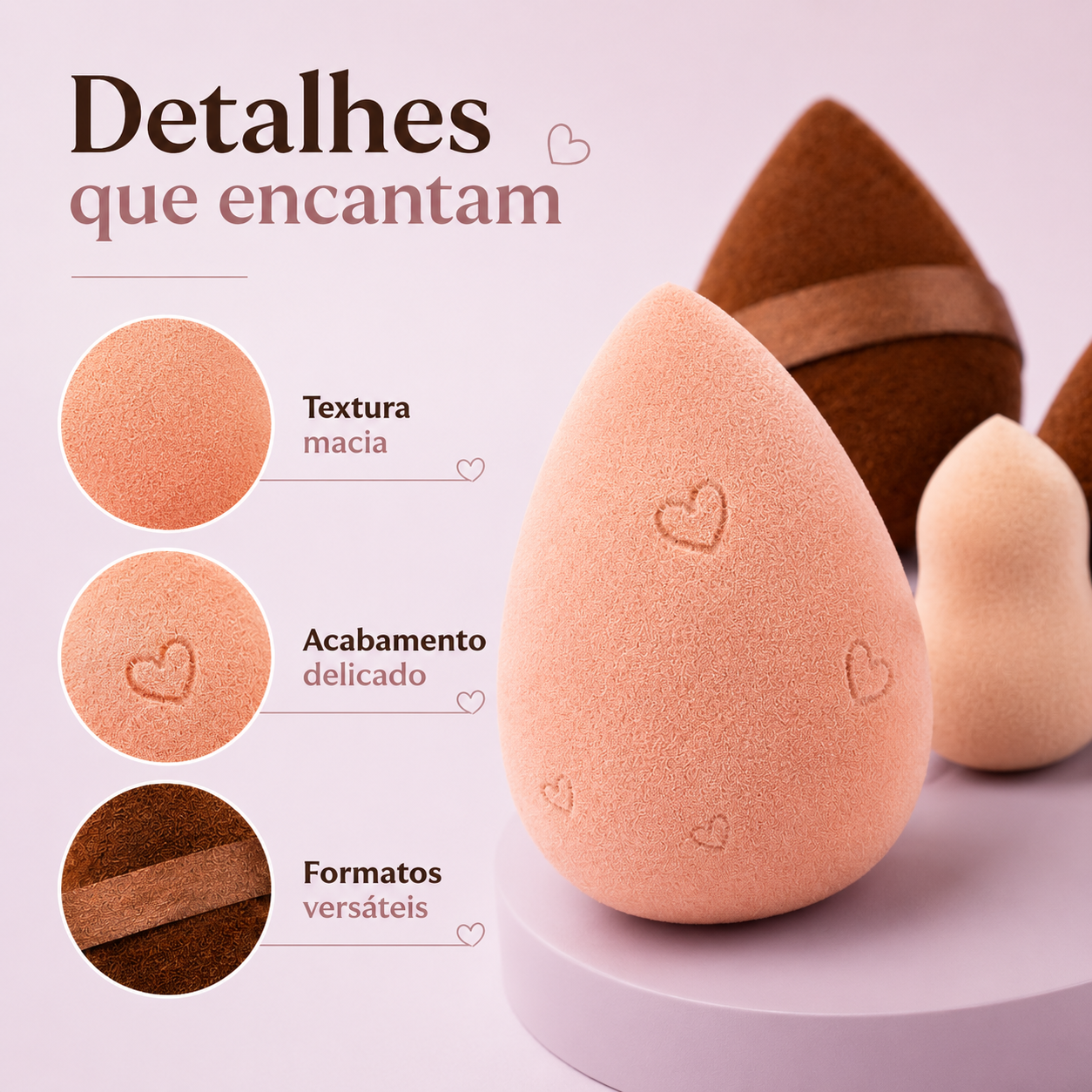 Kit de Esponjas para Maquiagem Chocolate com 5 Unidades - Imagem 4