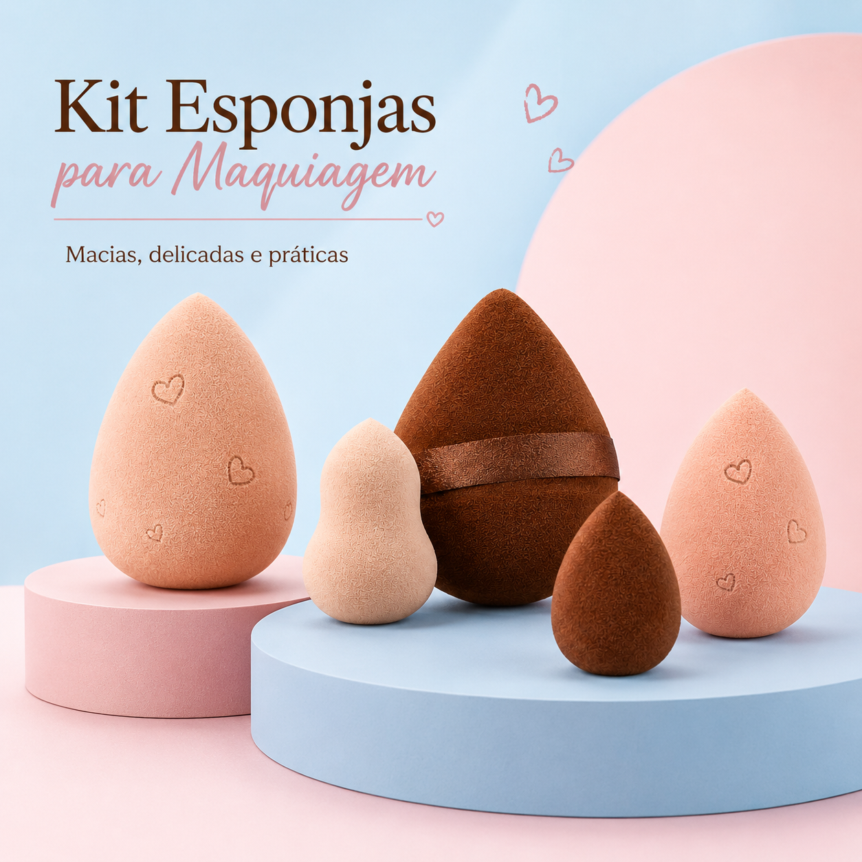 Kit de Esponjas para Maquiagem Chocolate com 5 Unidades - Imagem 3