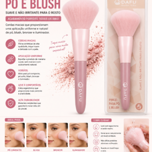 Pincel para Pó e Blush Rosa Profissional