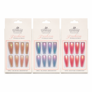 Kit 3 Cartelas Unhas Postiças Yanzilan Efeito Brilhoso 36 Peças