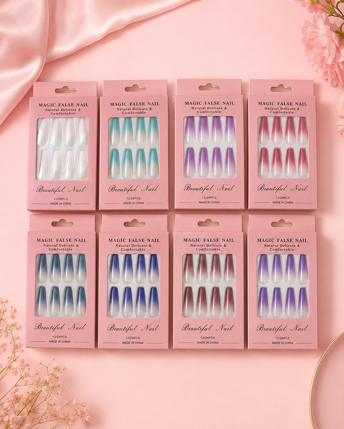 Unhas Postiças Magic False Nail Degradê 12/24 Peças