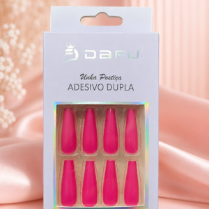 Unhas Postiças Dafu Pink Adesivo Dupla 24 Peças