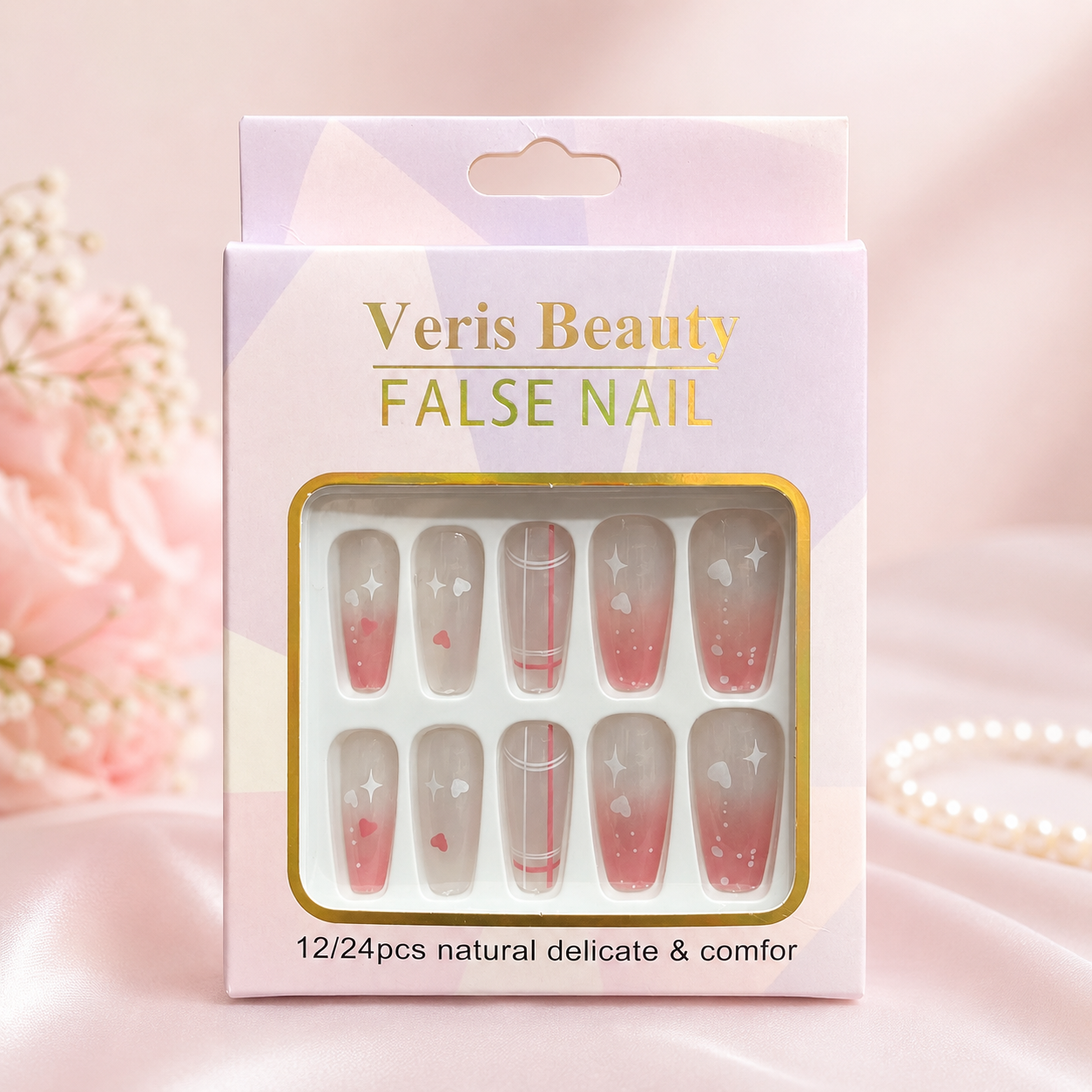 Unhas Postiças Veris Beauty Delicadas 12/24 Peças