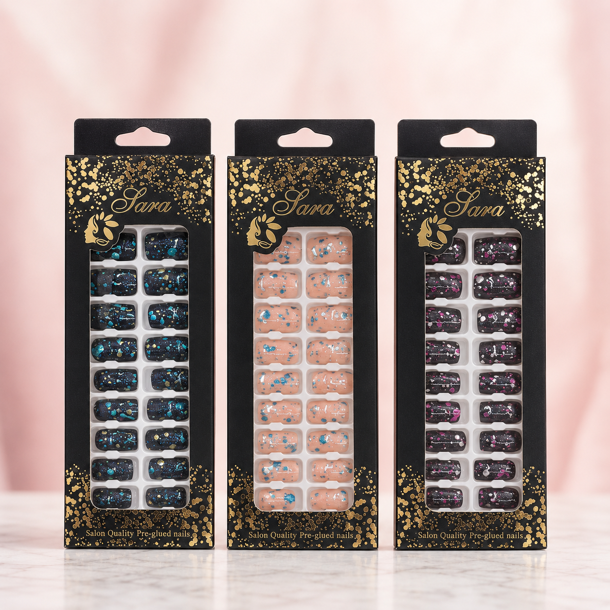 Unhas Postiças fara Glitter 12 Peças