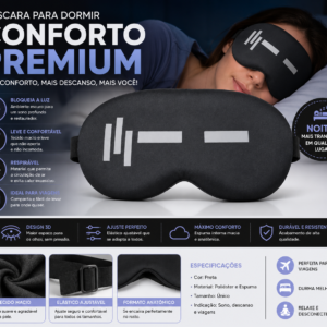 Máscara de Dormir 3D Conforto Premium Preta