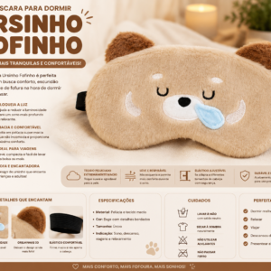 Máscara de Dormir Ursinho Fofinho Super Macia