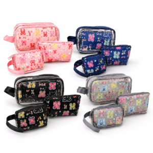 Kit Necessaire Feminina Sortidas 3 Peças Estampa Coelhinhos