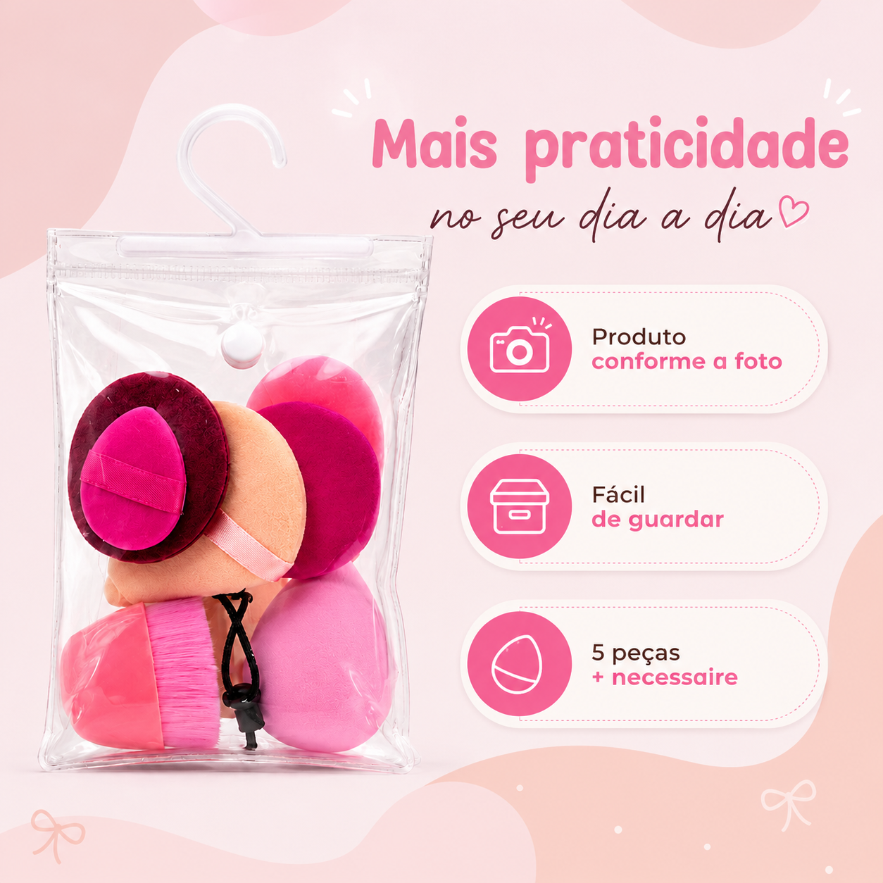 Kit de Esponjas para Maquiagem com Necessaire - Imagem 2