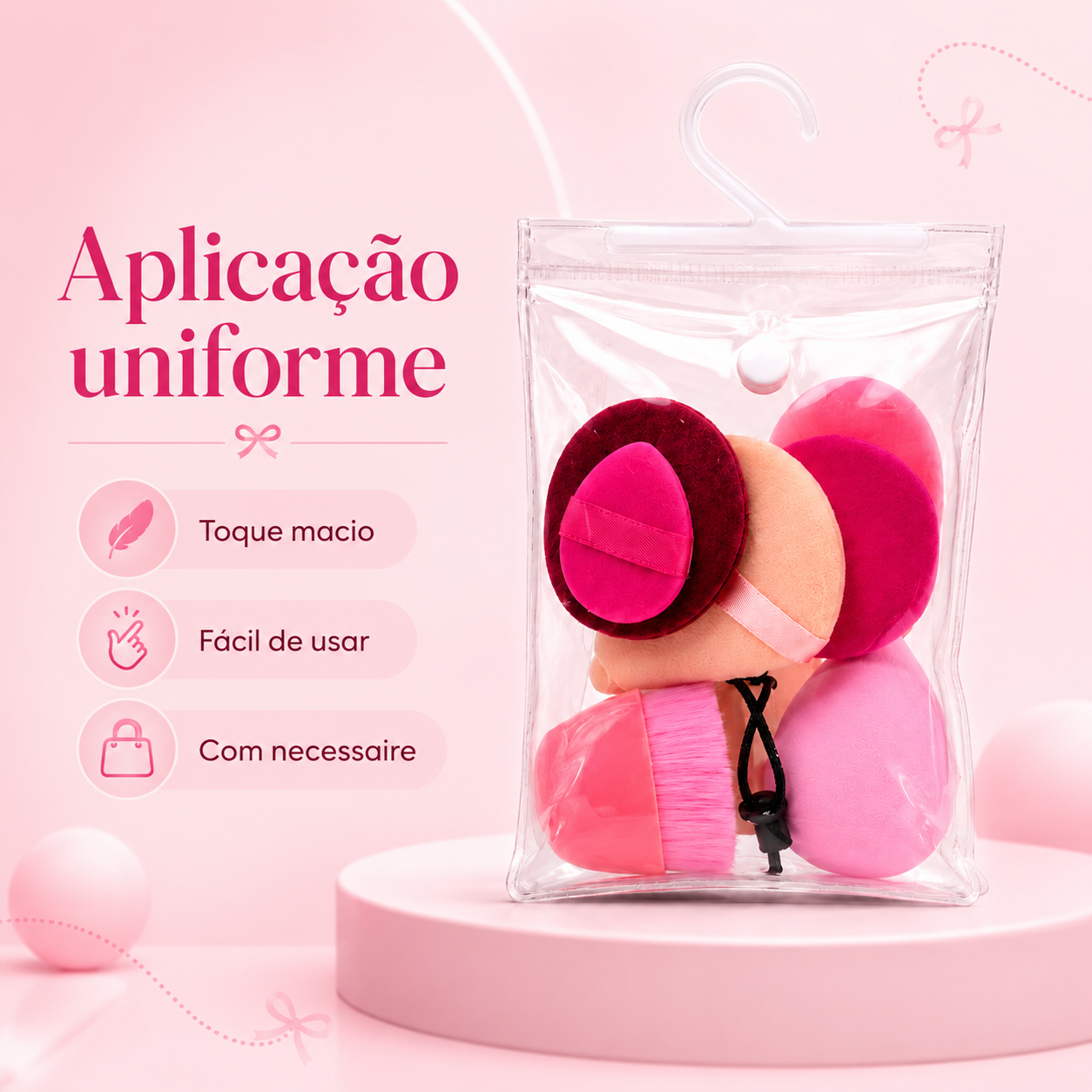 Kit de Esponjas para Maquiagem com Necessaire - Imagem 4