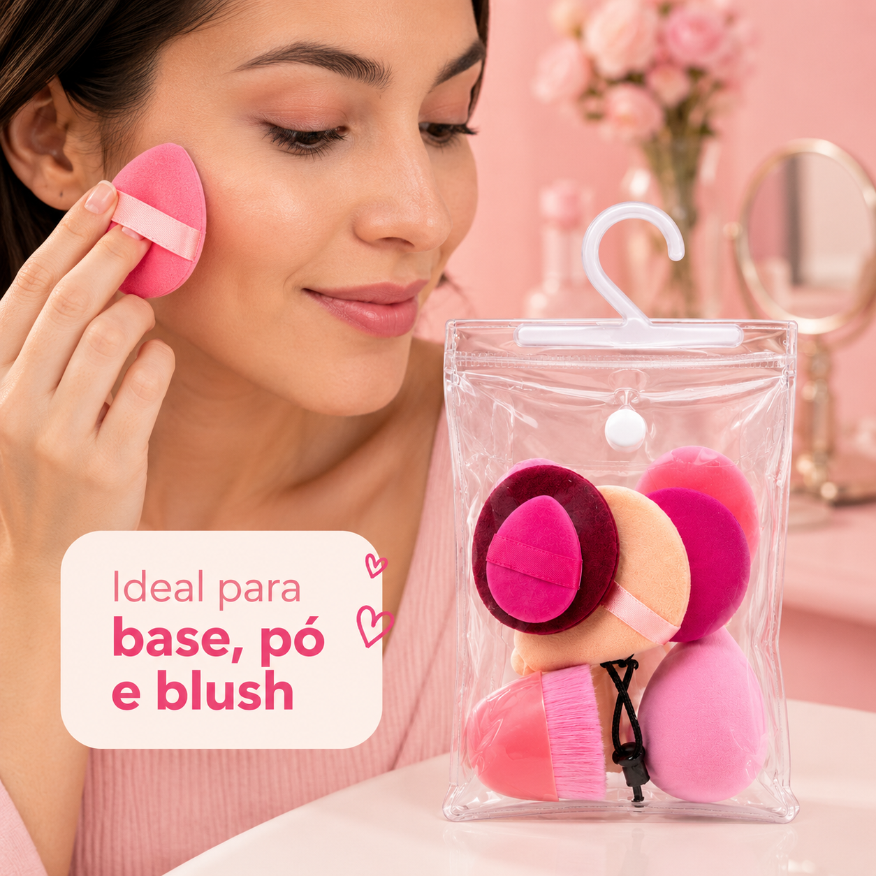 Kit de Esponjas para Maquiagem com Necessaire - Imagem 3
