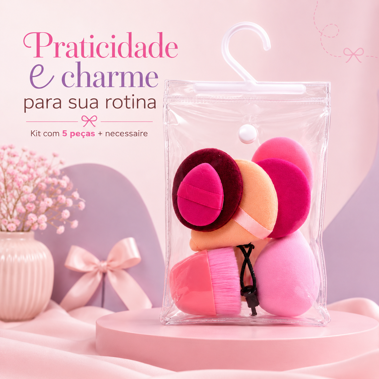 Kit de Esponjas para Maquiagem com Necessaire - Imagem 5