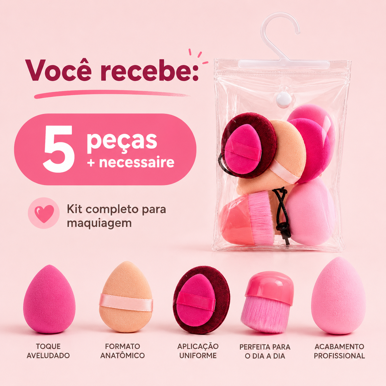 Kit de Esponjas para Maquiagem com Necessaire - Imagem 6