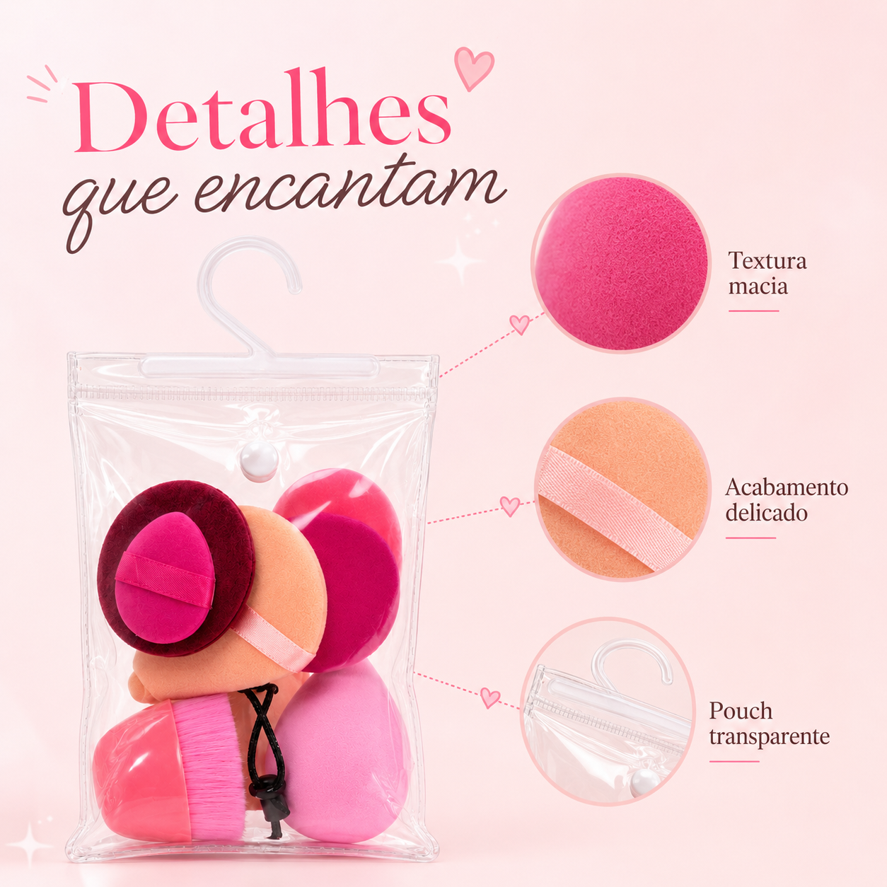 Kit de Esponjas para Maquiagem com Necessaire - Imagem 7