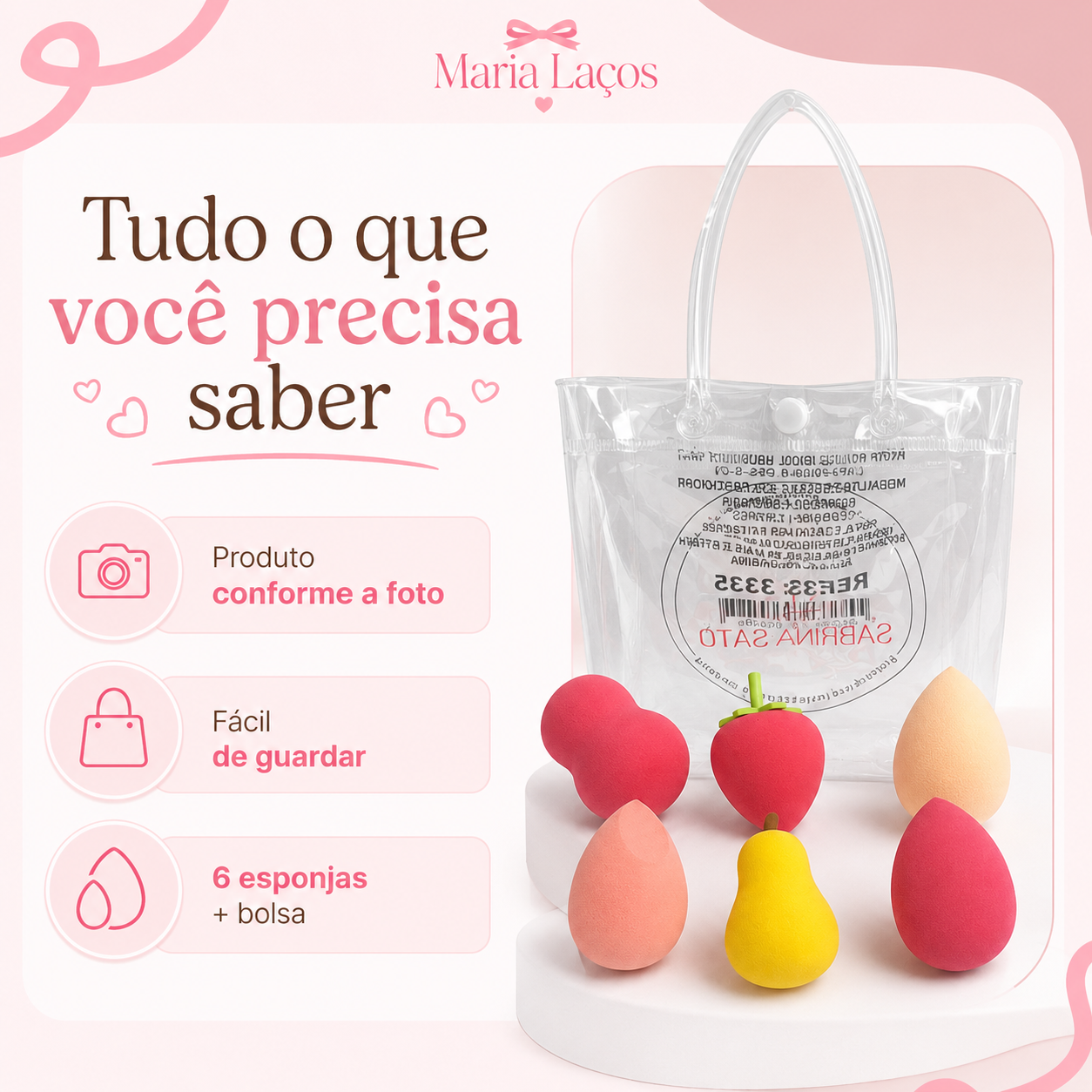 Kit Esponjas de Maquiagem Sabrina Sato com Necessaire Esponja Make - Imagem 5