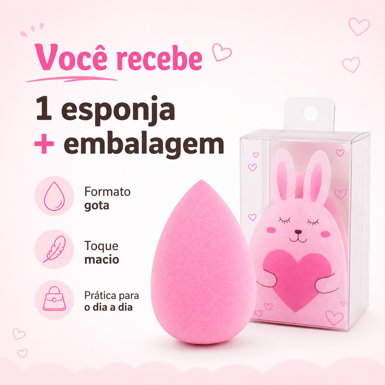 Esponja de Maquiagem Coelhinha Beauty Rosa - Imagem 6