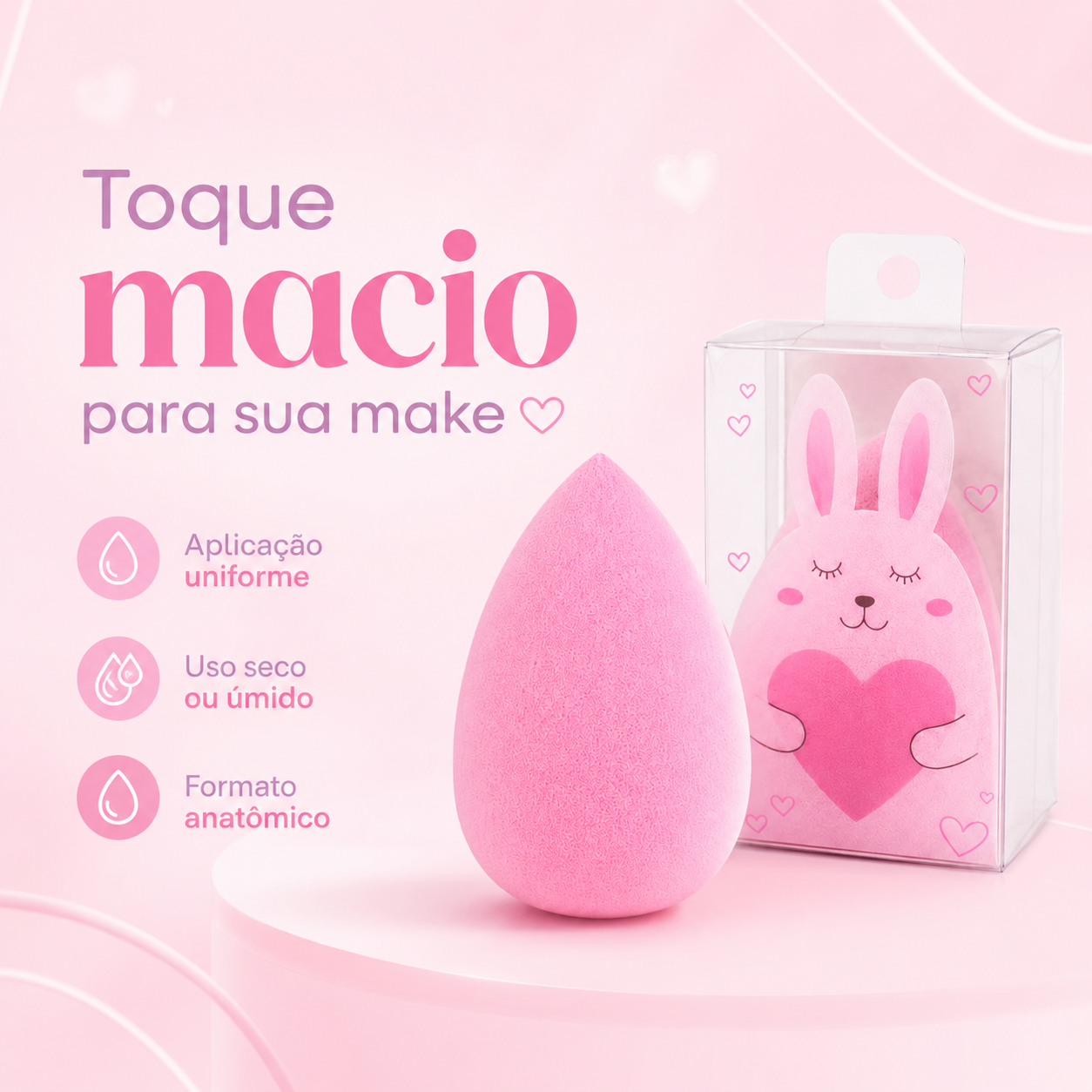 Esponja de Maquiagem Coelhinha Beauty Rosa - Imagem 5