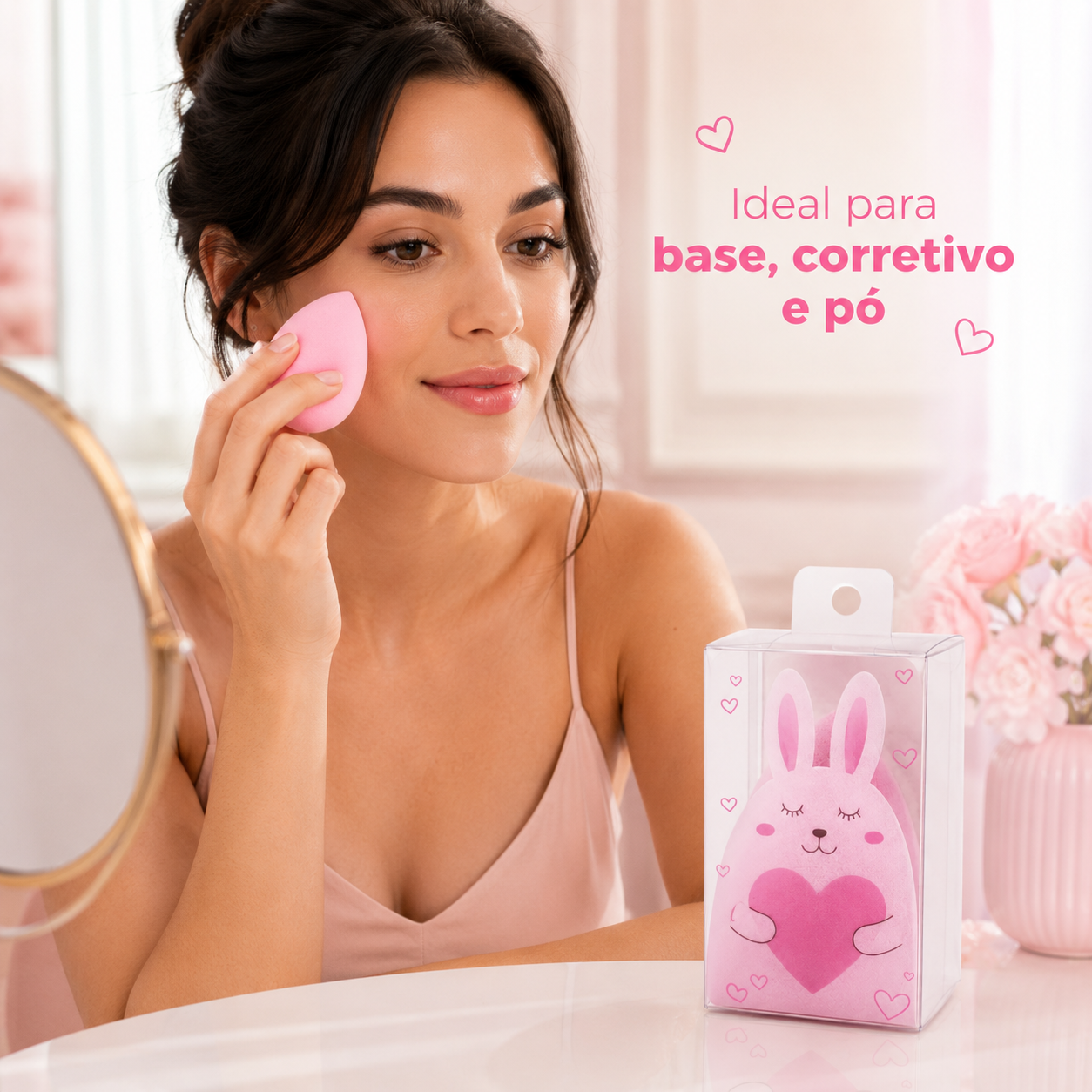 Esponja de Maquiagem Coelhinha Beauty Rosa - Imagem 3