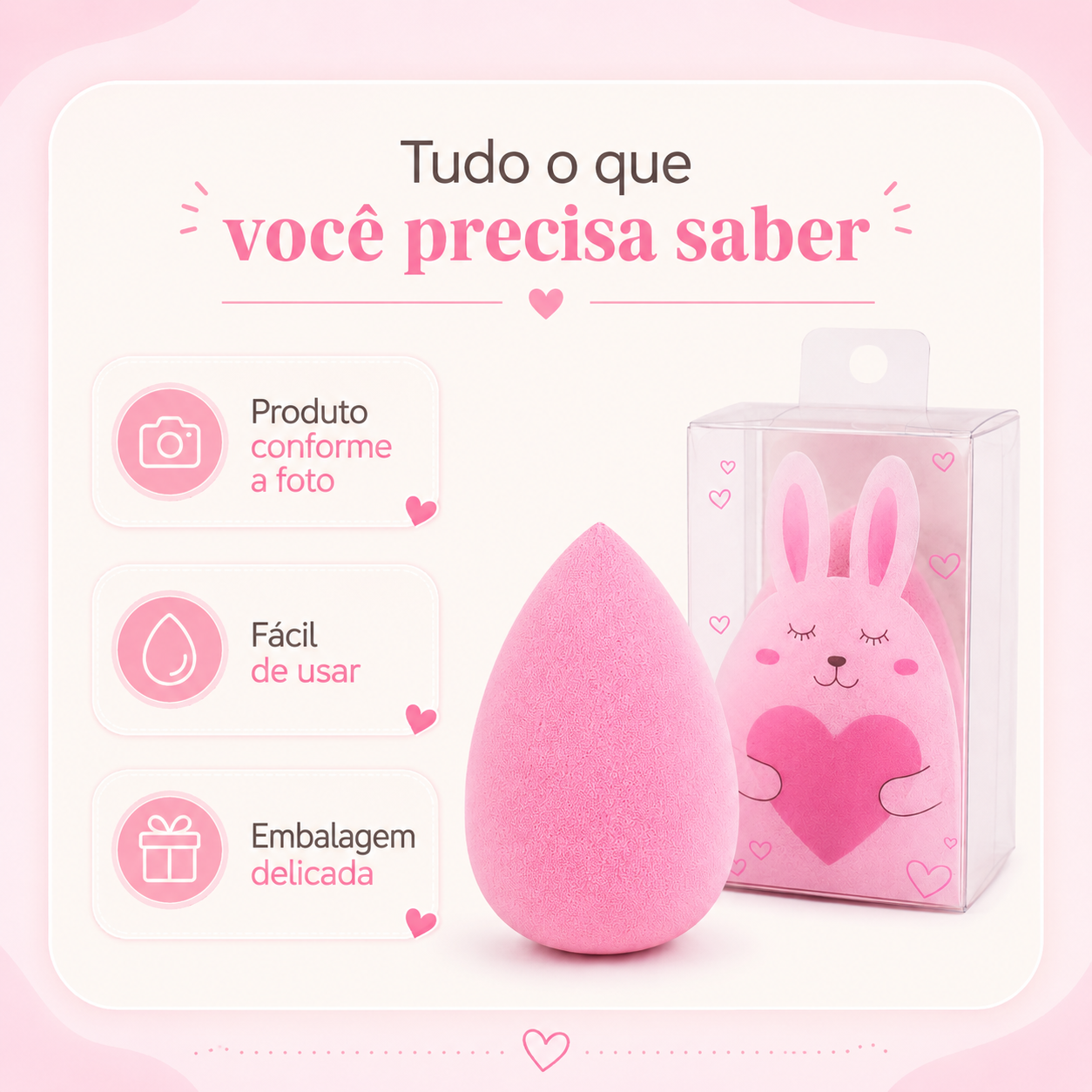 Esponja de Maquiagem Coelhinha Beauty Rosa - Imagem 4