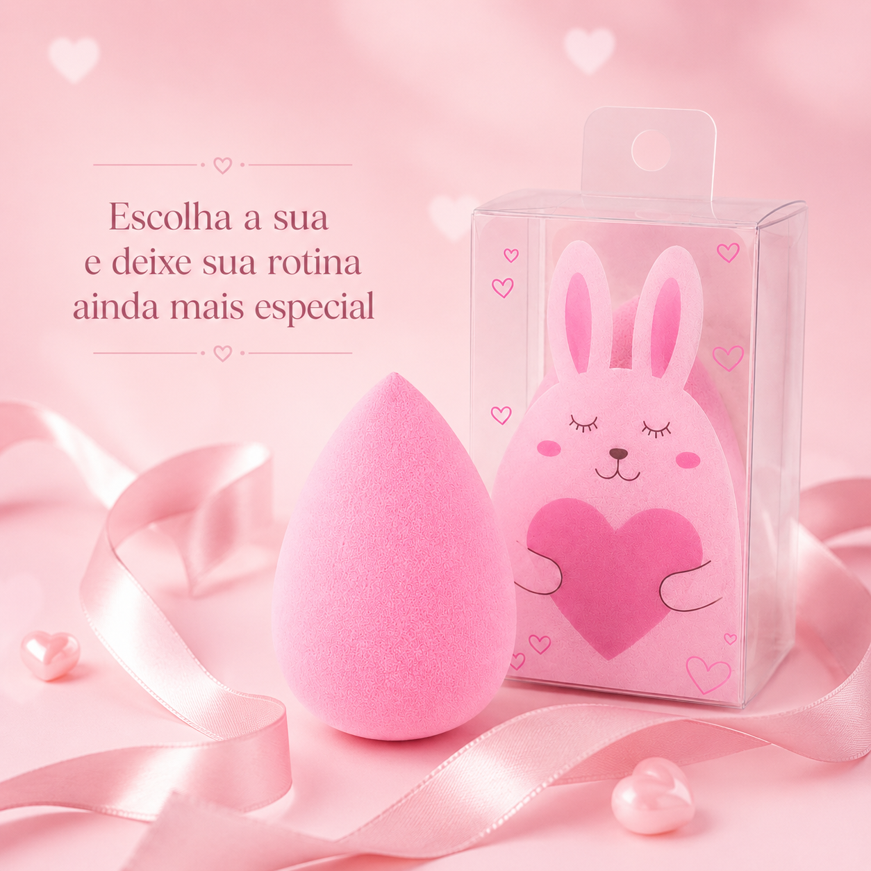 Esponja de Maquiagem Coelhinha Beauty Rosa - Imagem 2