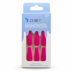 Unhas Postiças DAFU Fashionista Pink 12 Peças Femininas Decoradas Práticas