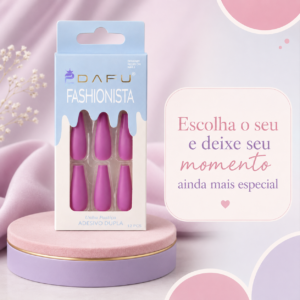 Unhas Postiças DAFU Fashionista 12 Peças Femininas Decoradas Práticas