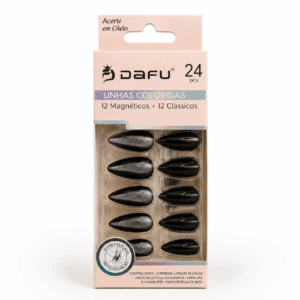 Unhas Postiças Coloridas DAFU 24 Peças Espelhadas Magneticas