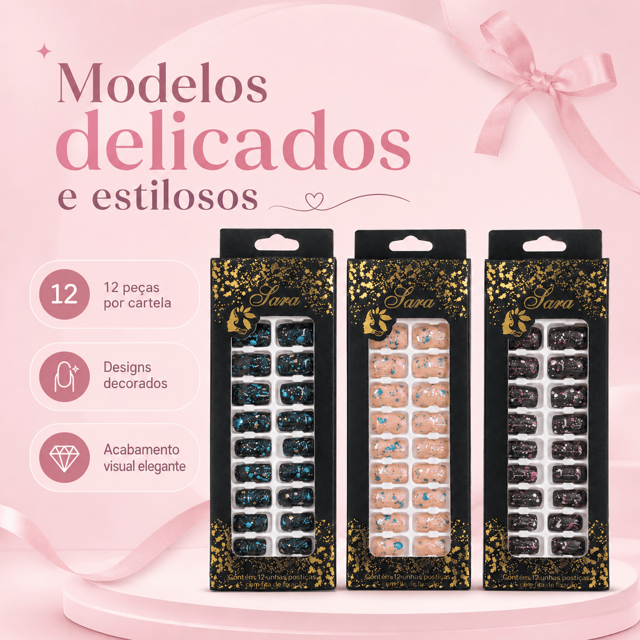 Unhas Postiças Sabrina Sato 12 Peças Elegantes - Imagem 5