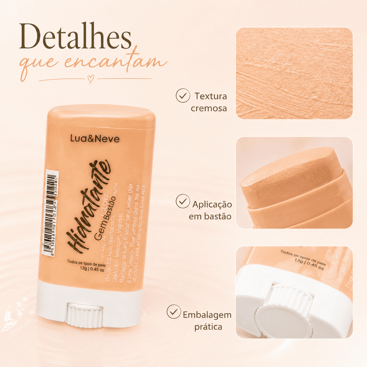 Hidratante Facial em Bastão Lua&Neve Glow - Imagem 4