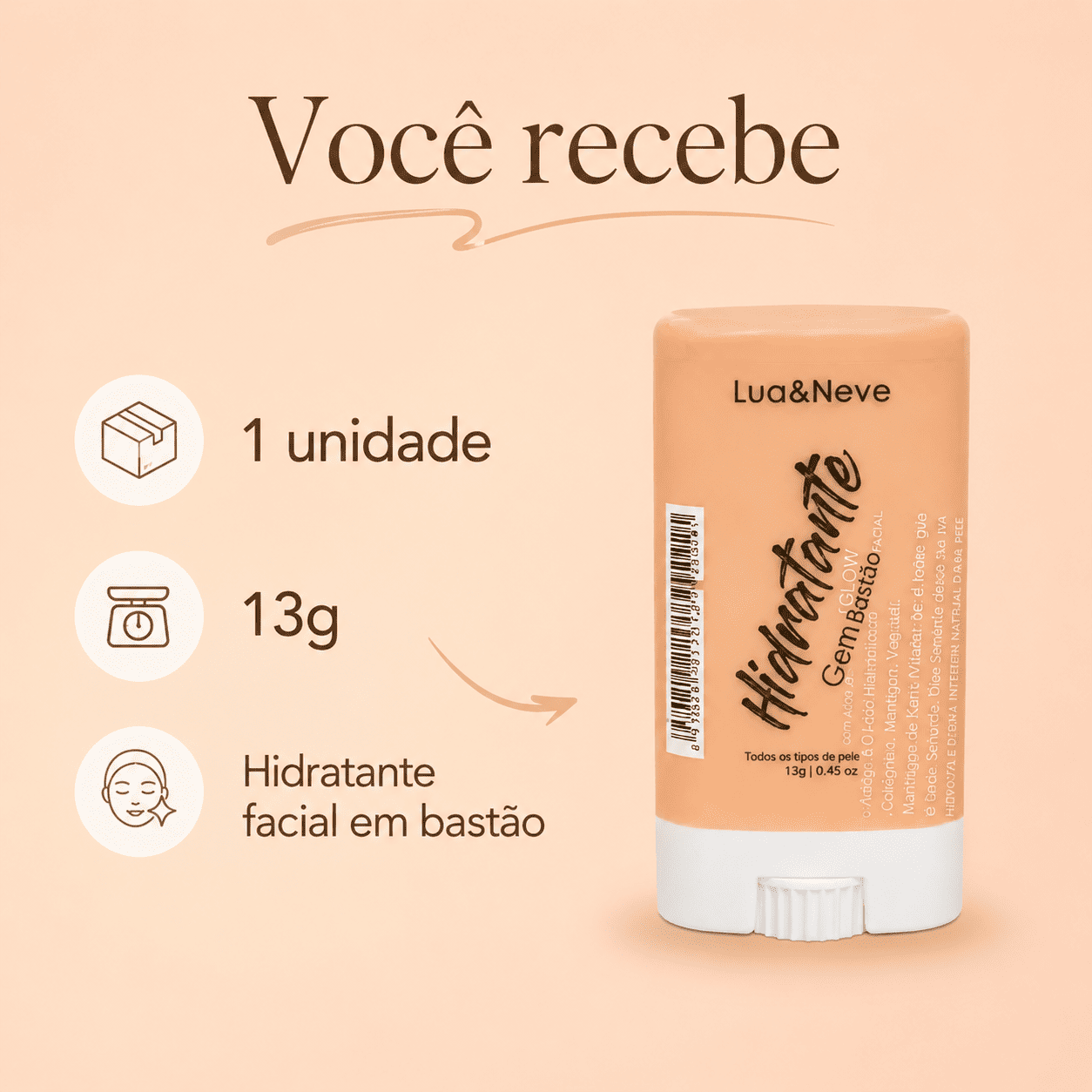 Hidratante Facial em Bastão Lua&Neve Glow - Imagem 7