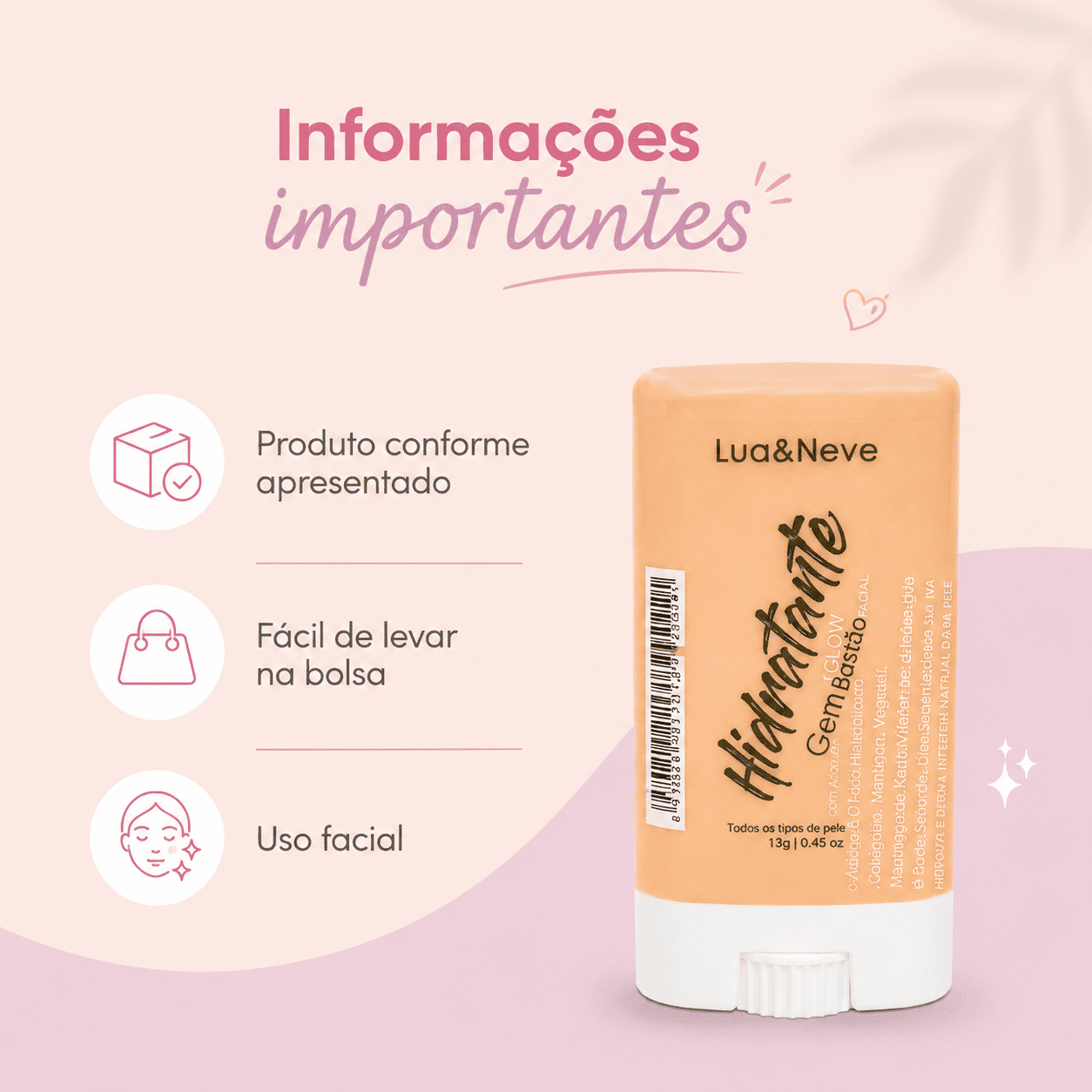 Hidratante Facial em Bastão Lua&Neve Glow - Imagem 6