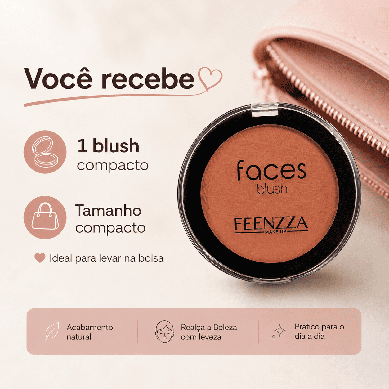 Blush Fenzza Faces Natural Compacto - Imagem 2