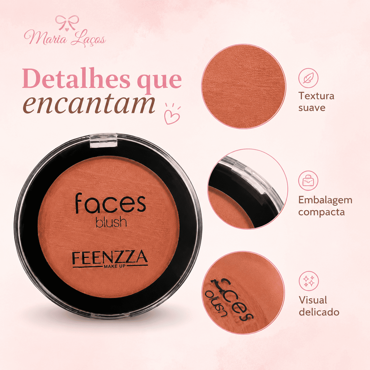 Blush Fenzza Faces Natural Compacto - Imagem 3