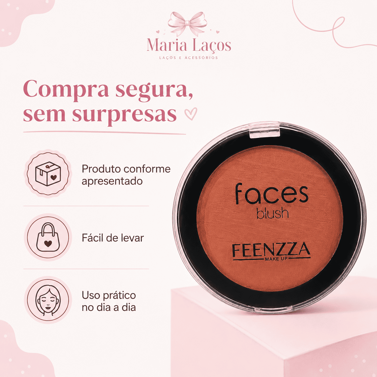 Blush Fenzza Faces Natural Compacto - Imagem 5