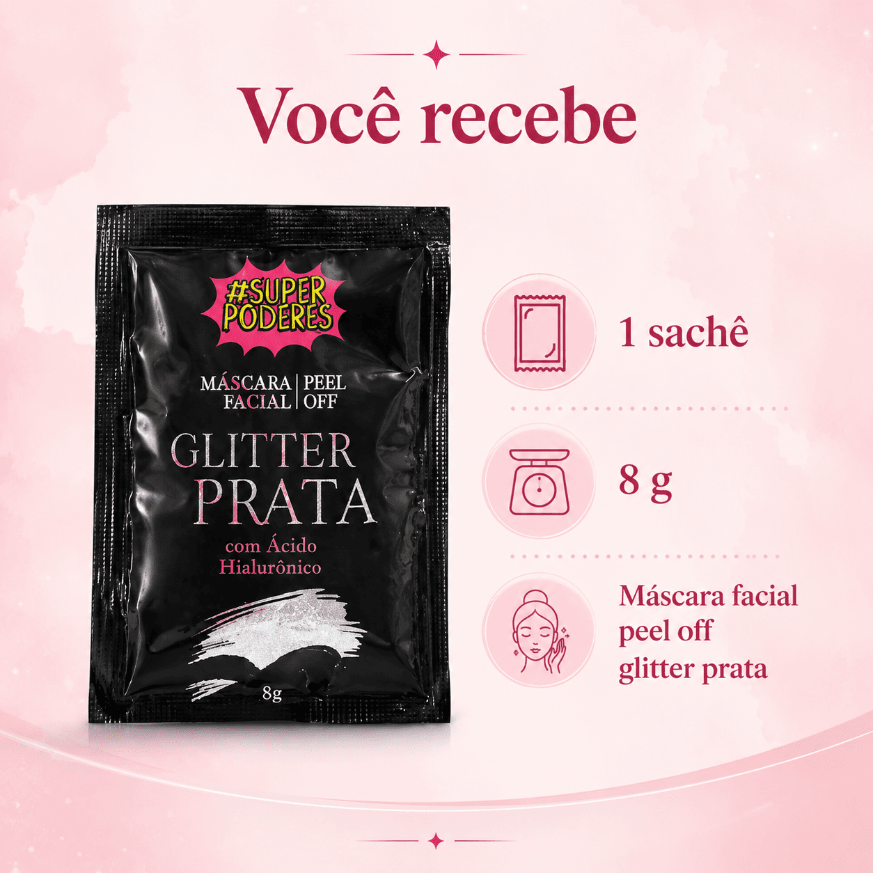 Máscara Facial Peel Off Glitter Prata Sachê - Imagem 7