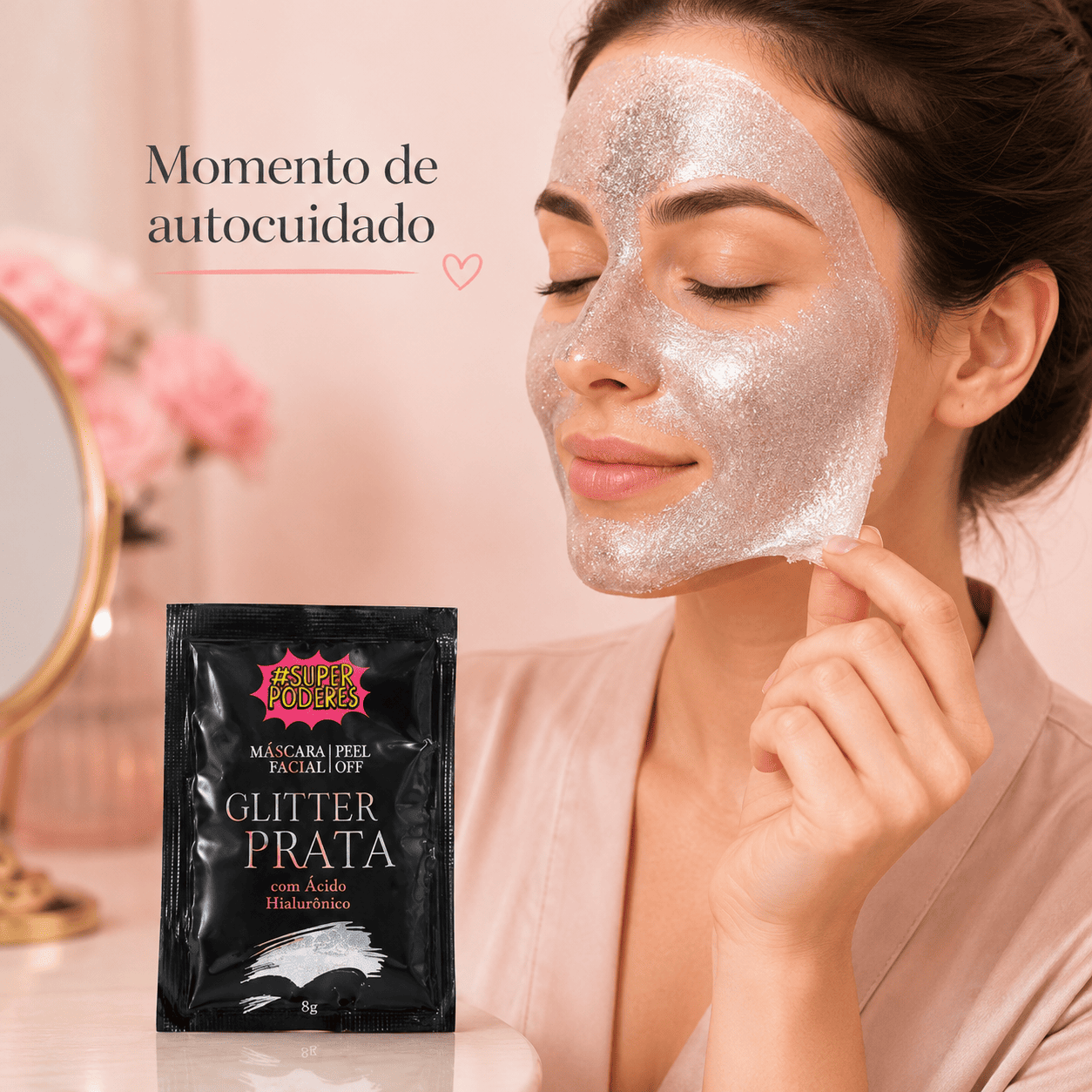 Máscara Facial Peel Off Glitter Prata Sachê - Imagem 3