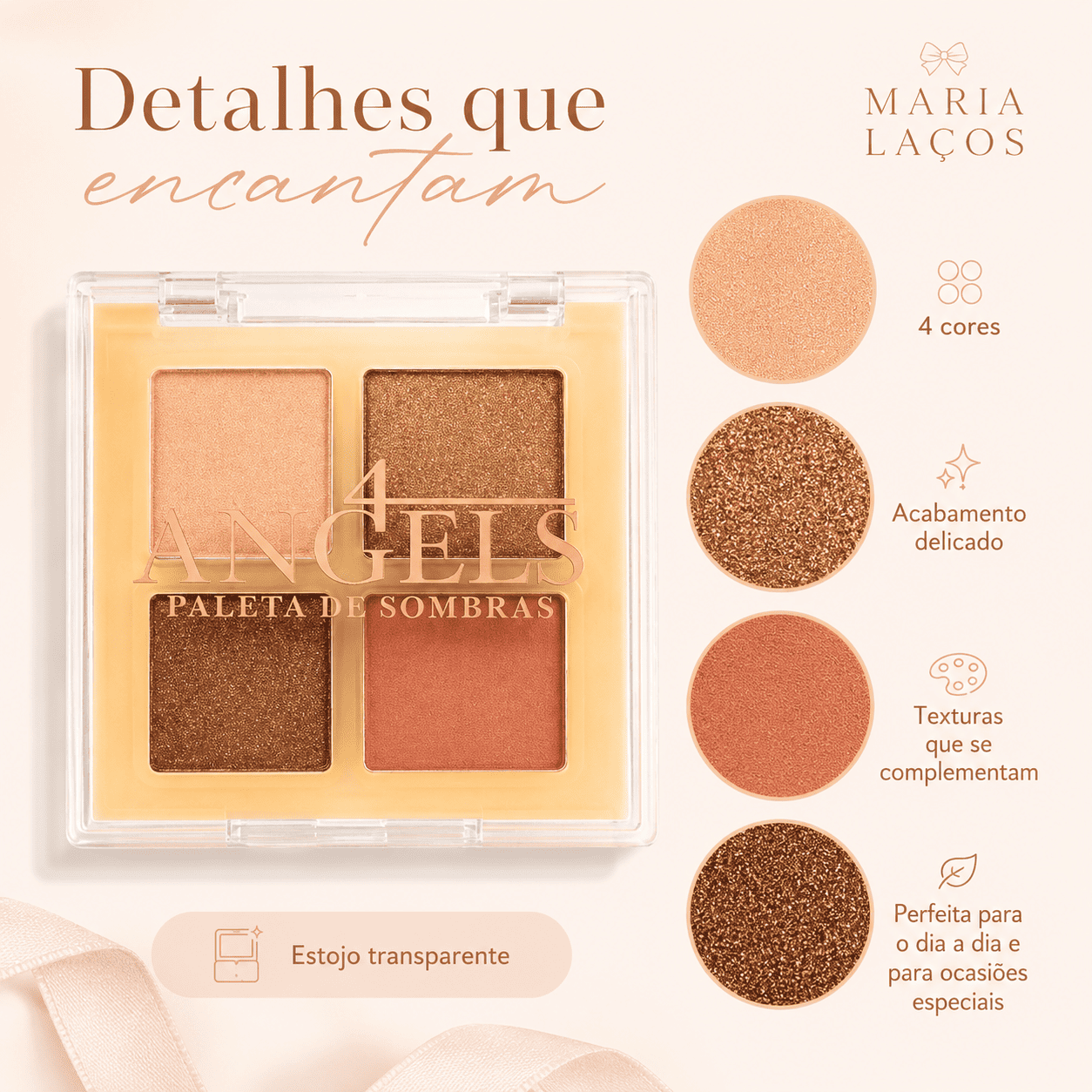 Paleta de Sombras Angels 4 Cores Pigmentadas - Imagem 4