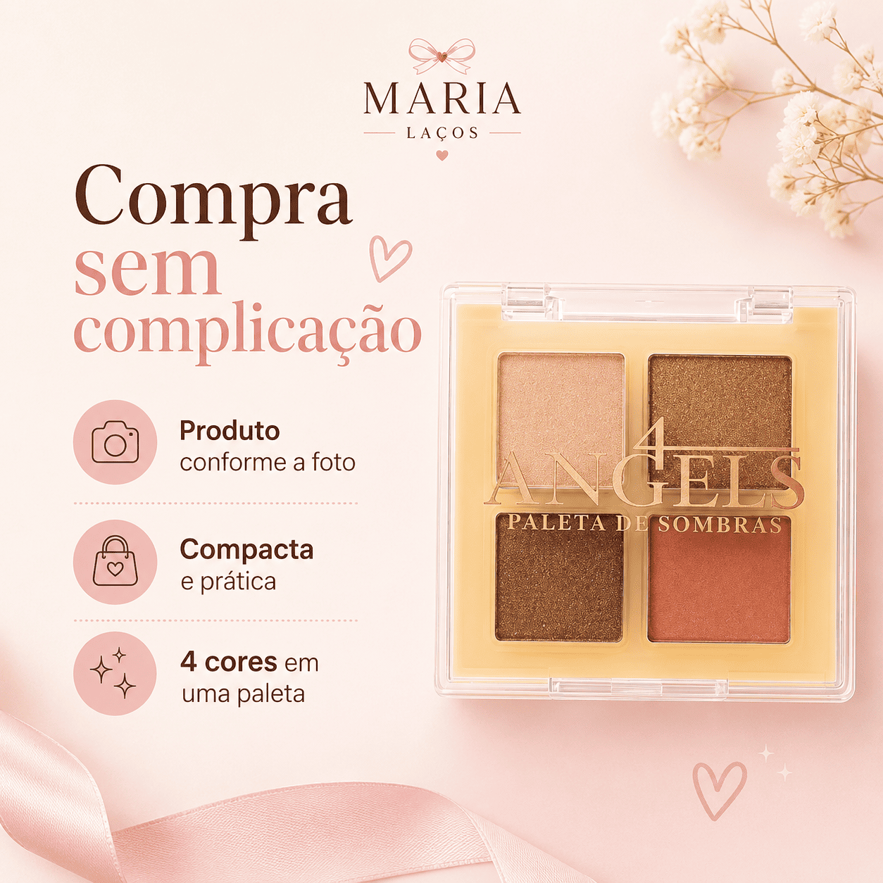 Paleta de Sombras Angels 4 Cores Pigmentadas - Imagem 7