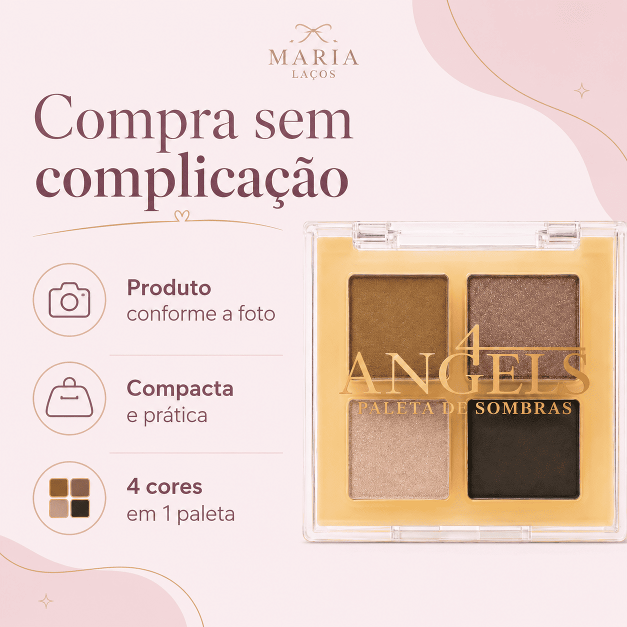 Paleta de Sombras Angels 4 Cores Pigmentadas - Imagem 2
