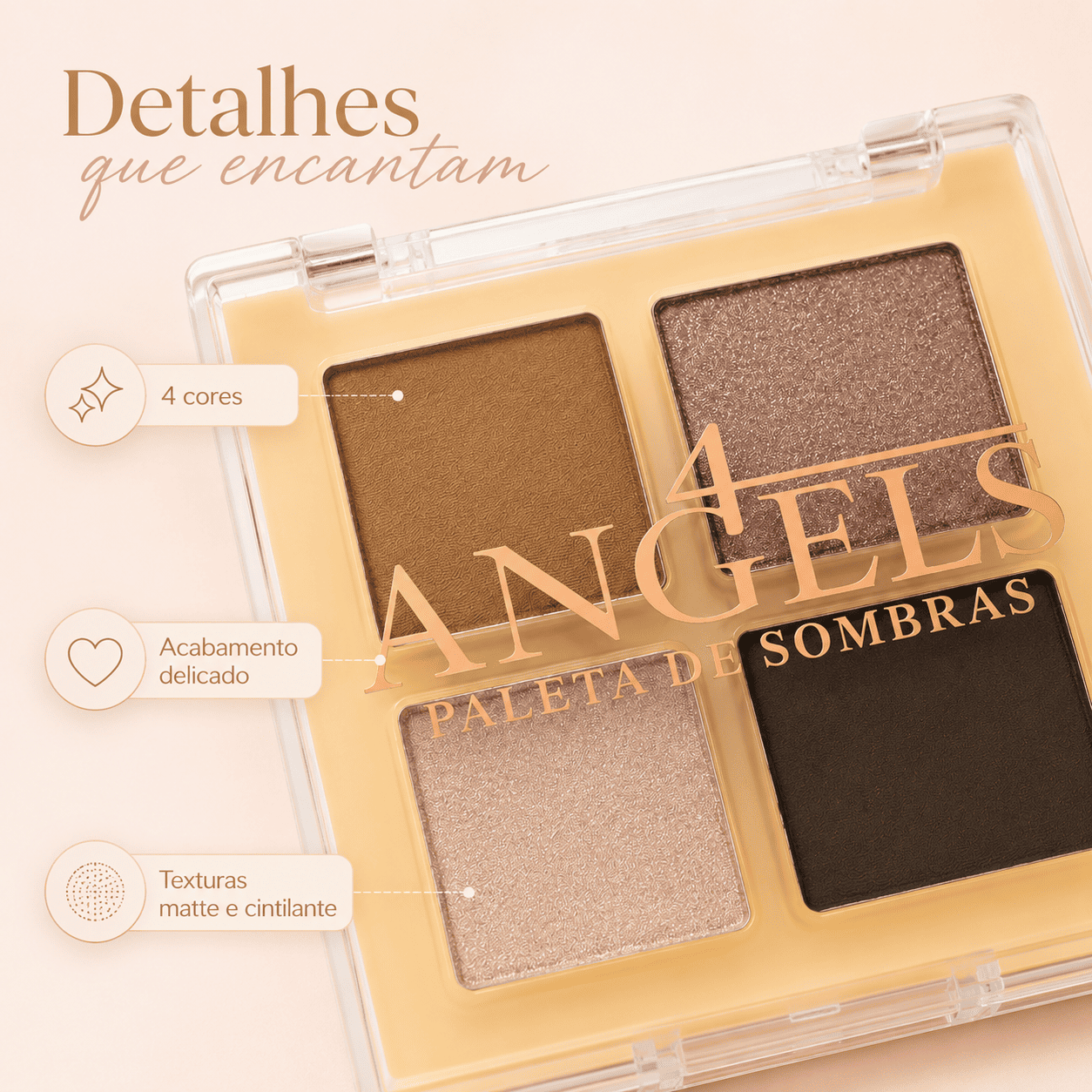 Paleta de Sombras Angels 4 Cores Pigmentadas - Imagem 6