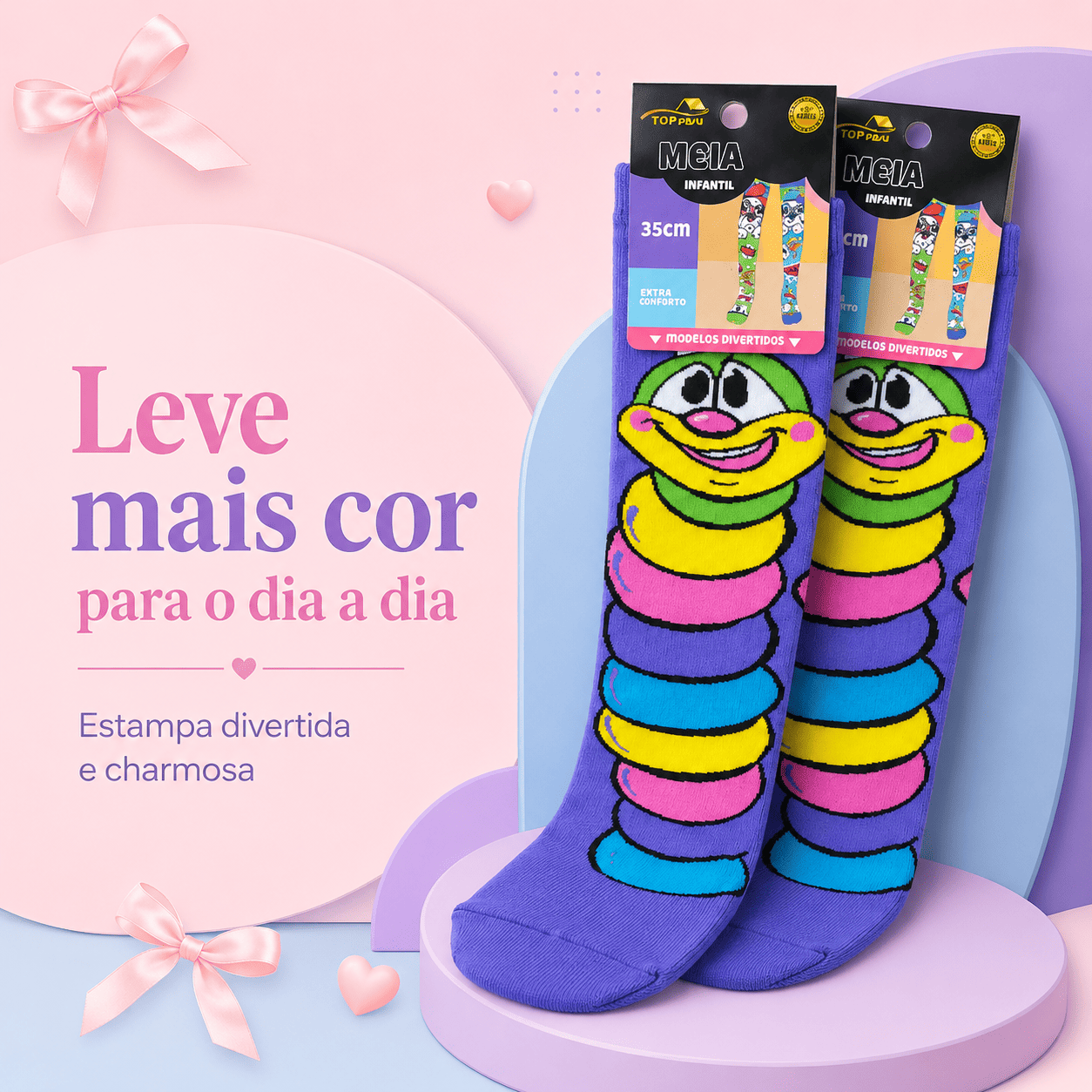 Meia Cano Longo Estampa Divertida e Confortável - Imagem 4