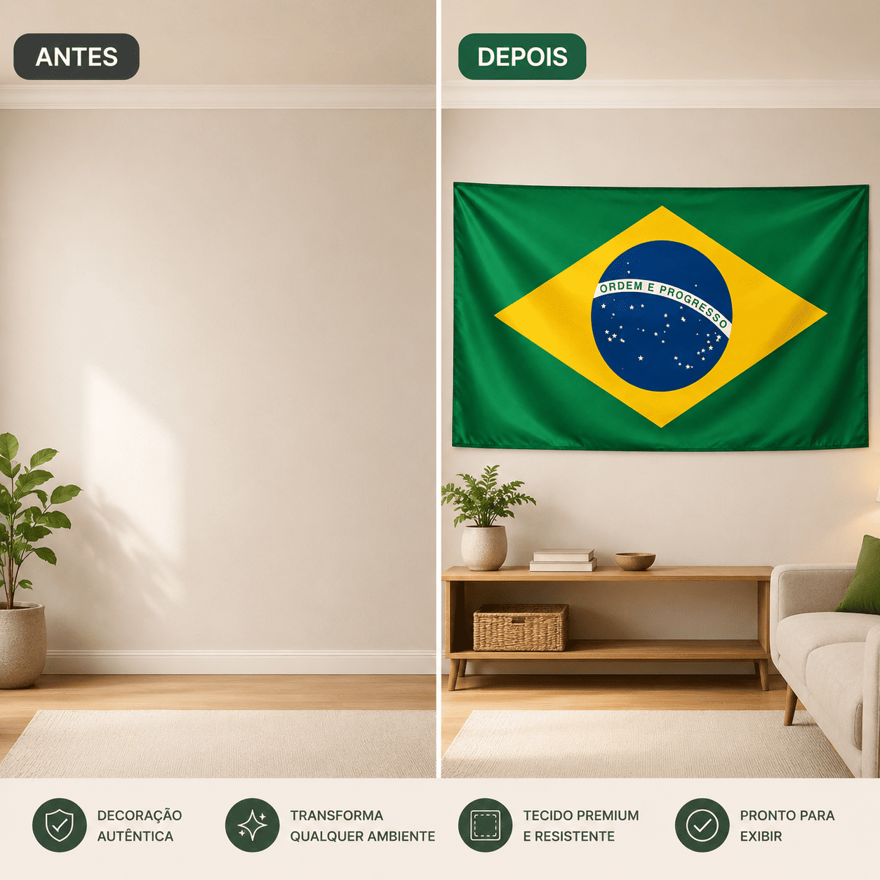 Bandeira do Brasil Decorativa Copa do Mundo 27x19x18cm - Imagem 5