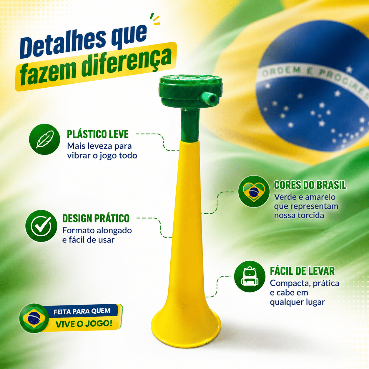 Buzina Torcida do Brasil Verde e Amarela - Imagem 13