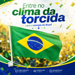 Bandeira do Brasil com Haste e Suporte