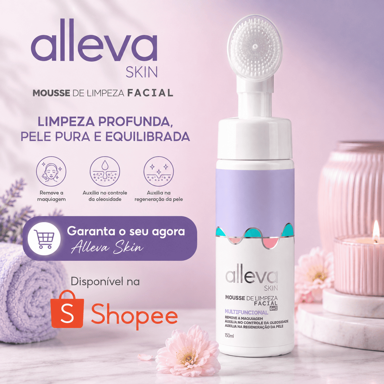 Mousse de Limpeza Facial Multifuncional Alleva - Imagem 4