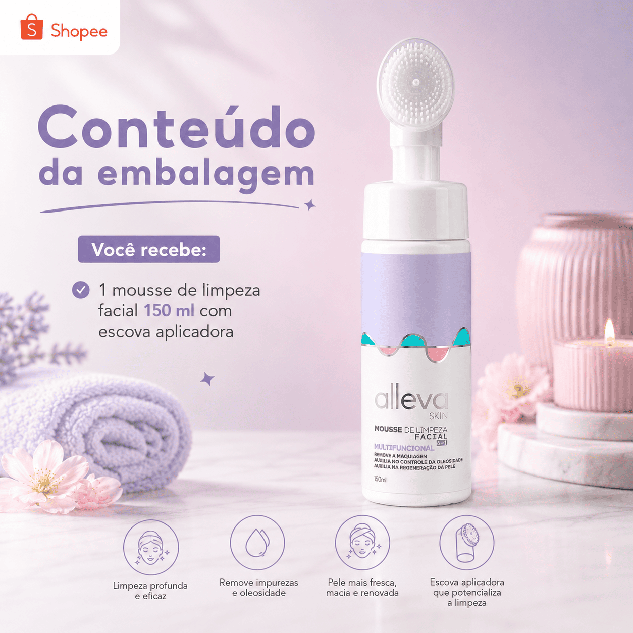 Mousse de Limpeza Facial Multifuncional Alleva - Imagem 6